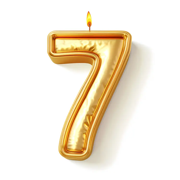 Golden Number 7 Candle