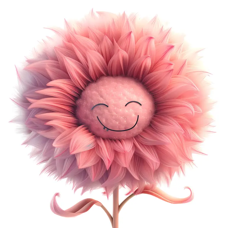 Smiling Pink Flower Cartoon