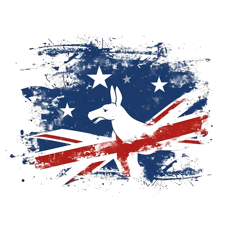 Abstract Kangaroo Silhouette with Australian Flag