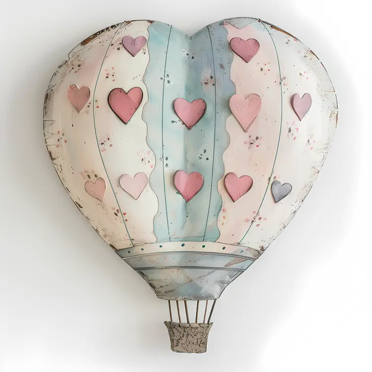 Heart-shaped Hot Air Balloon with Pink Hearts