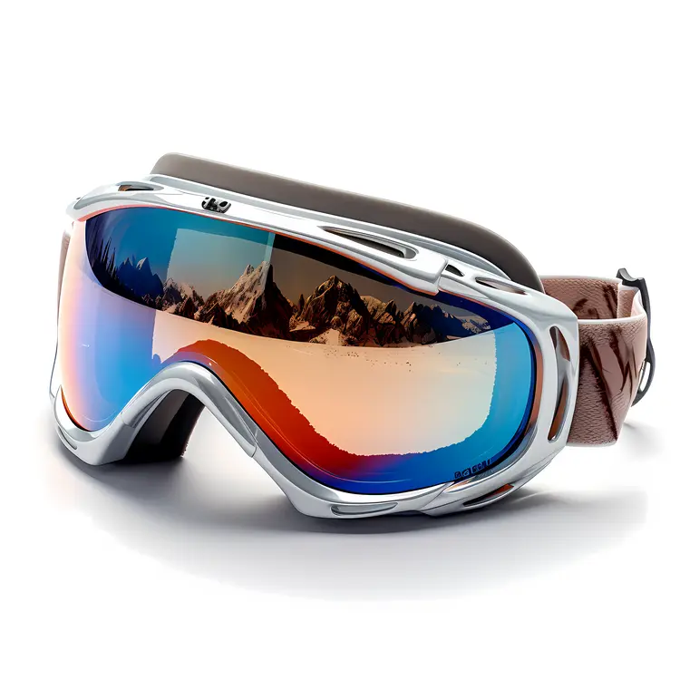Silver Ski Goggles for Winter Sports