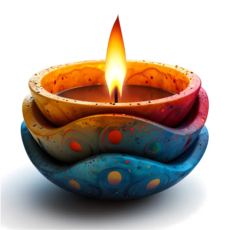 Colorful Decorative Candle with Flame