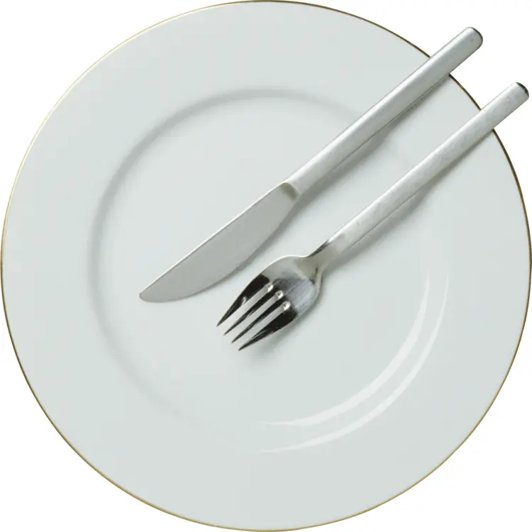 White Ceramic Plate with Cutlery
