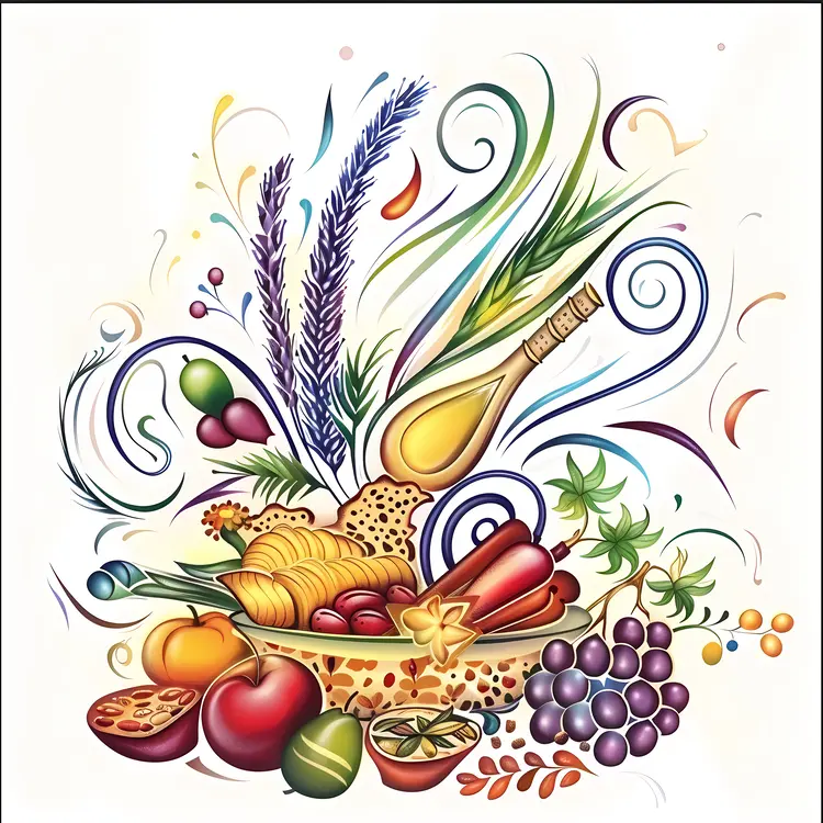 Fruit and Wine Illustration