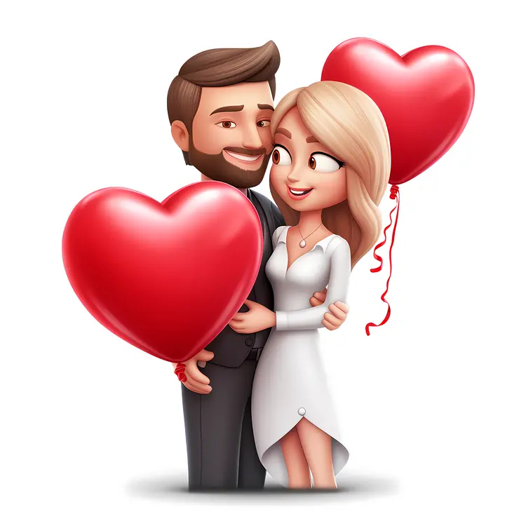 Couple with Heart Balloons