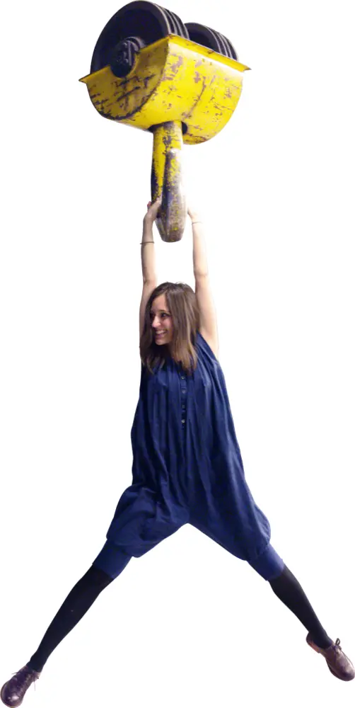 Woman Hanging from a Large Object