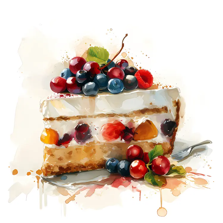 Slice of Fruitcake with Berries
