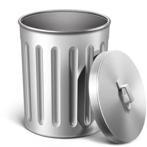 Empty Metal Trash Can