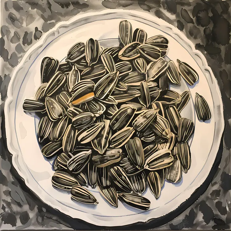 White Plate of Sunflower Seeds
