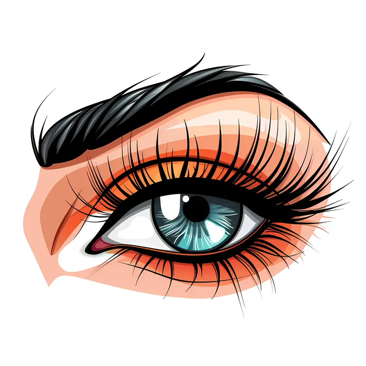 Open Eye with Green Iris and Long Eyelashes