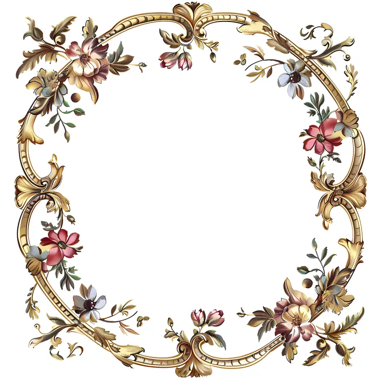 Vintage Floral Frame with Intricate Flower Design