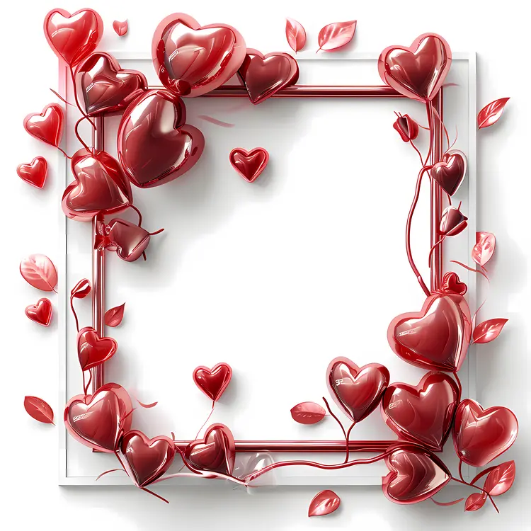 Square Heart Frame with Red Hearts
