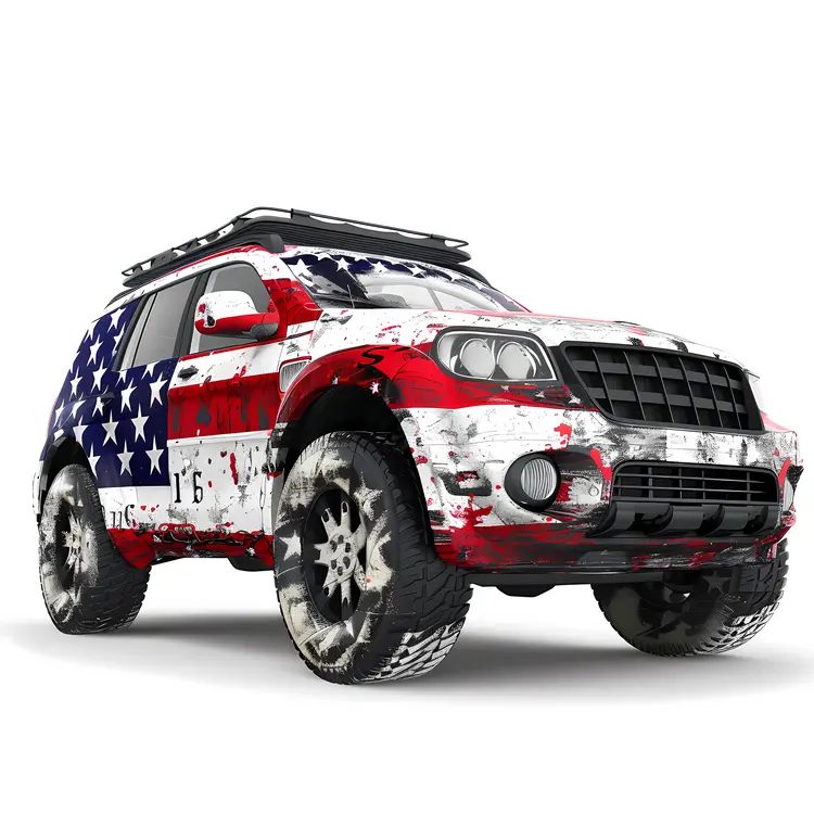 Patriotic SUV with American Flag Design