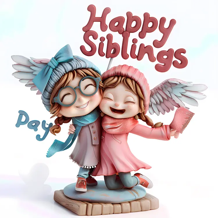 Happy Siblings Day with Cute Characters