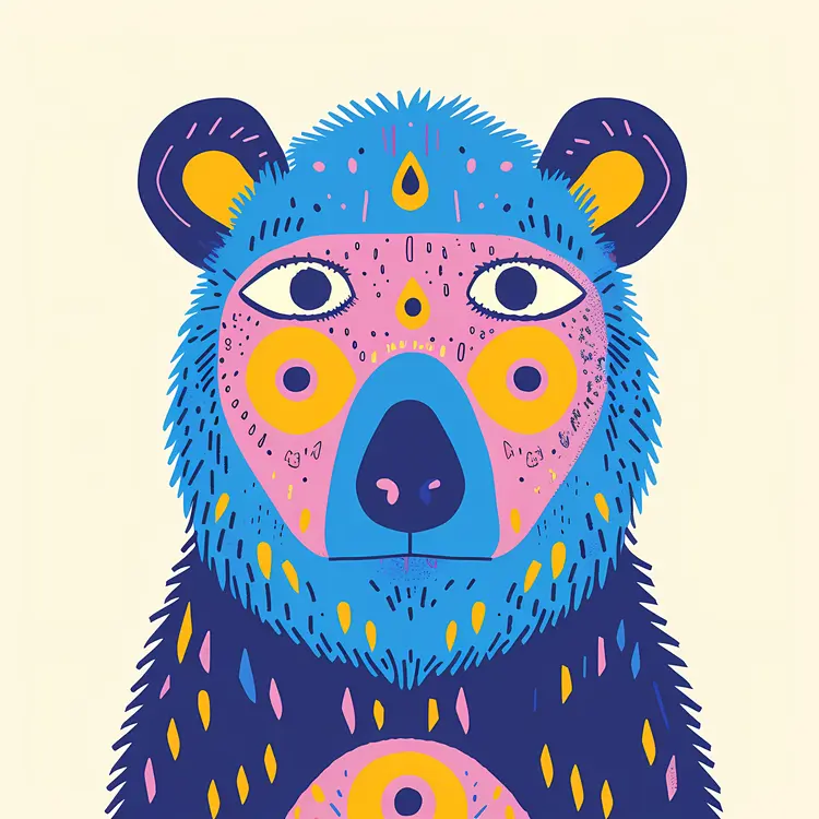 Colorful Bear Cartoon Illustration