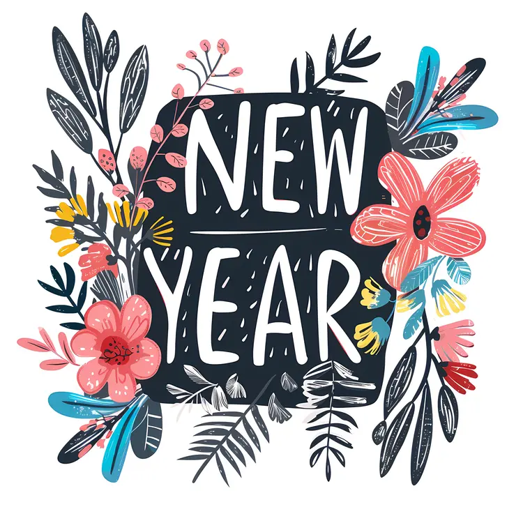 Colorful Floral New Year Greeting