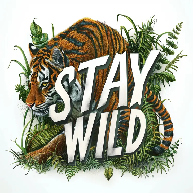 Stay Wild Tiger Text Art