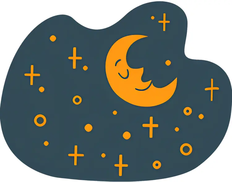 Cute Moon and Stars in Night Sky