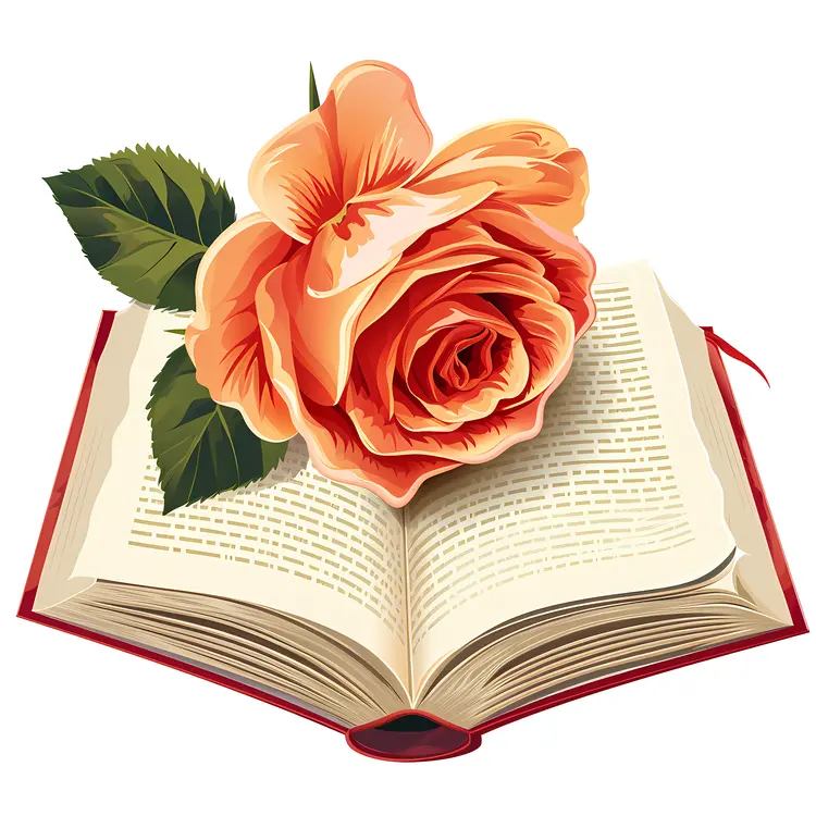Orange Rose on Open Book