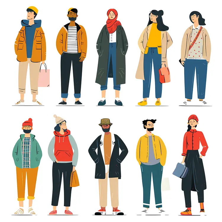 Stylish Group of People in Casual Wear