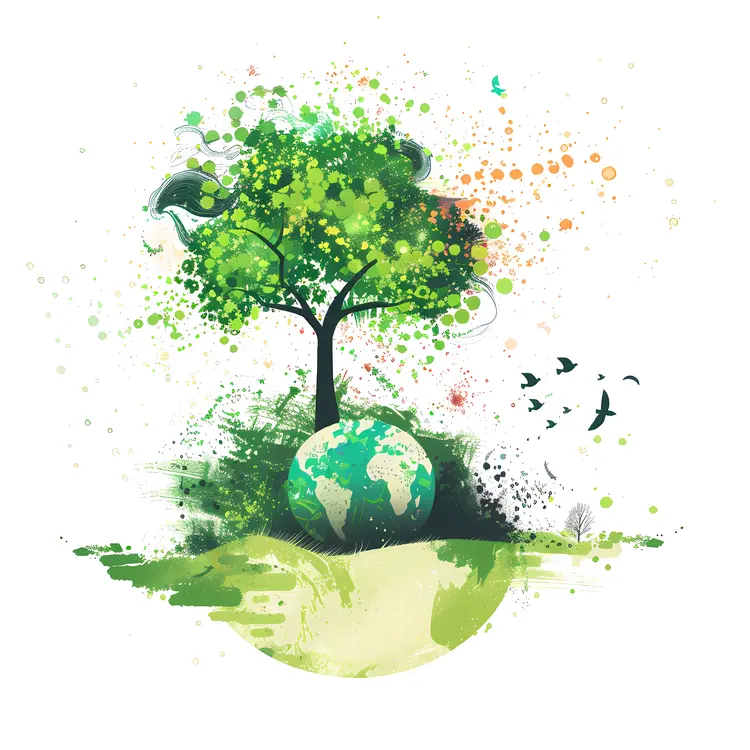 Tree Growing on Earth Illustration