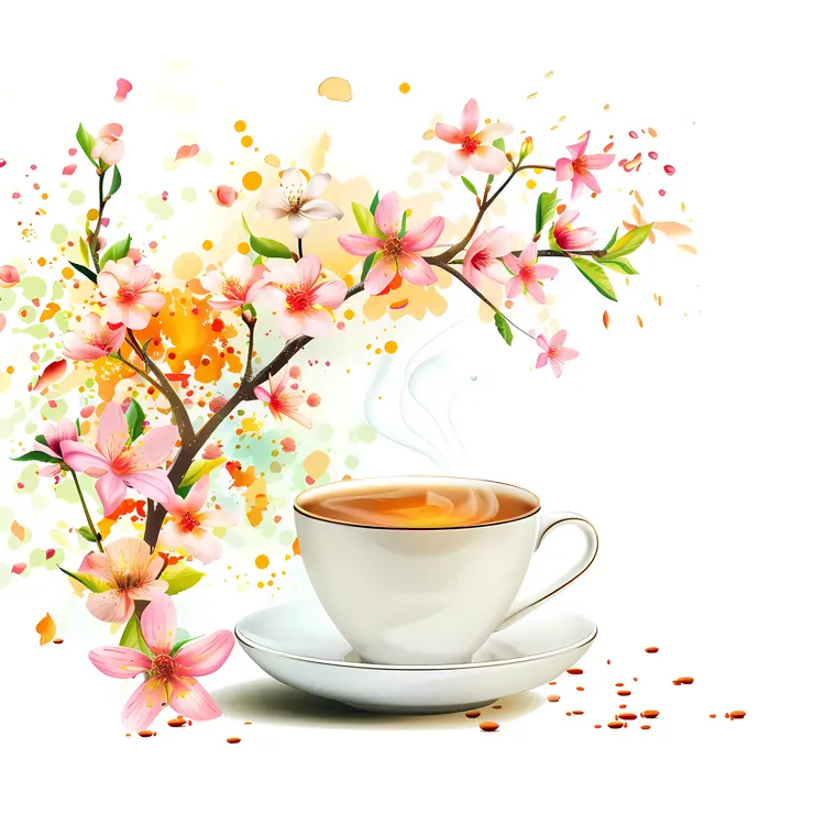 Coffee cup with flowers illustration