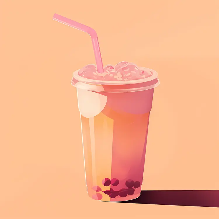 Refreshing Bubble Tea with Straw