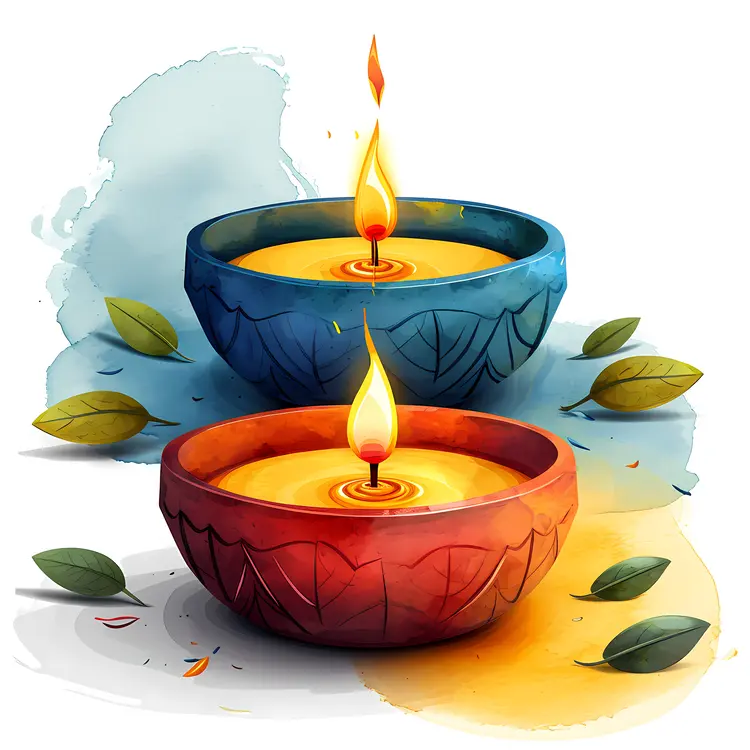 Colorful candles with flames