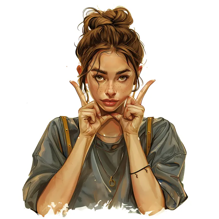 Illustration of a Girl in a Playful Pose