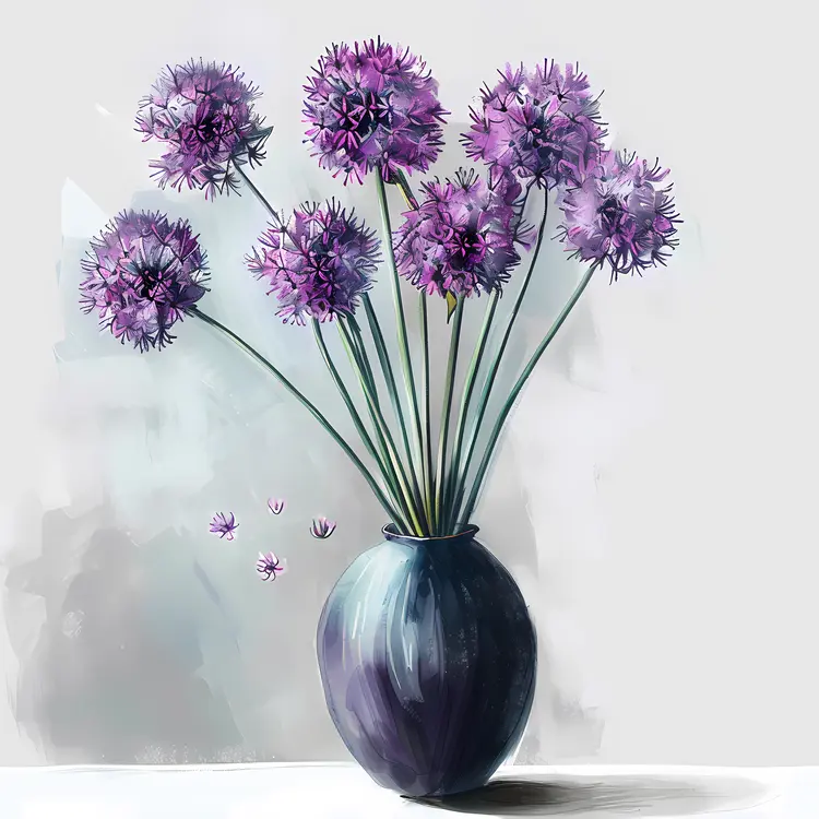 Purple Flowers in a Dark Vase