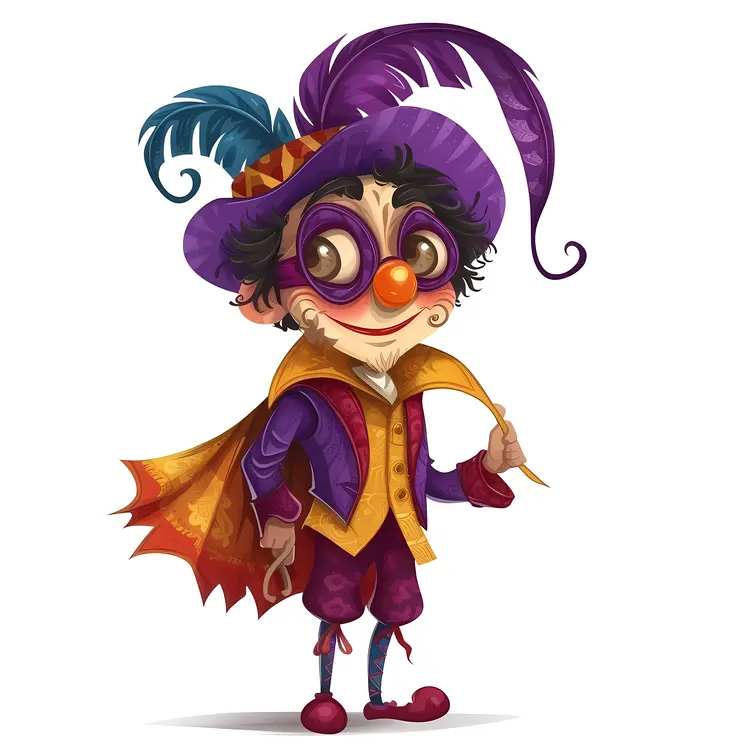 Cartoon Jester with Colorful Costume