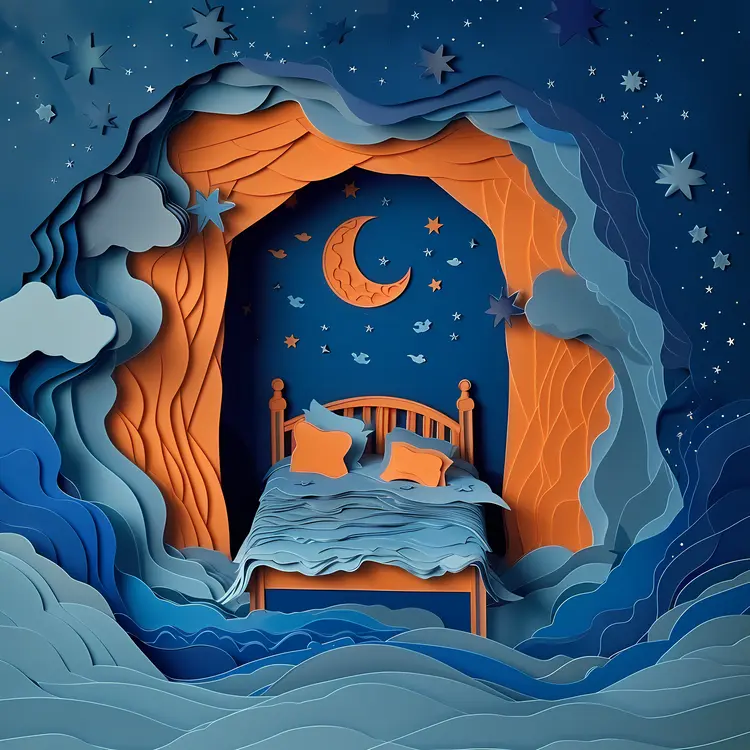 Empty Bed with Stars and Clouds