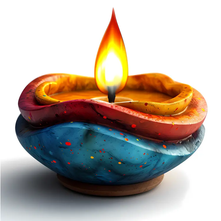Colorful Candle with Flame