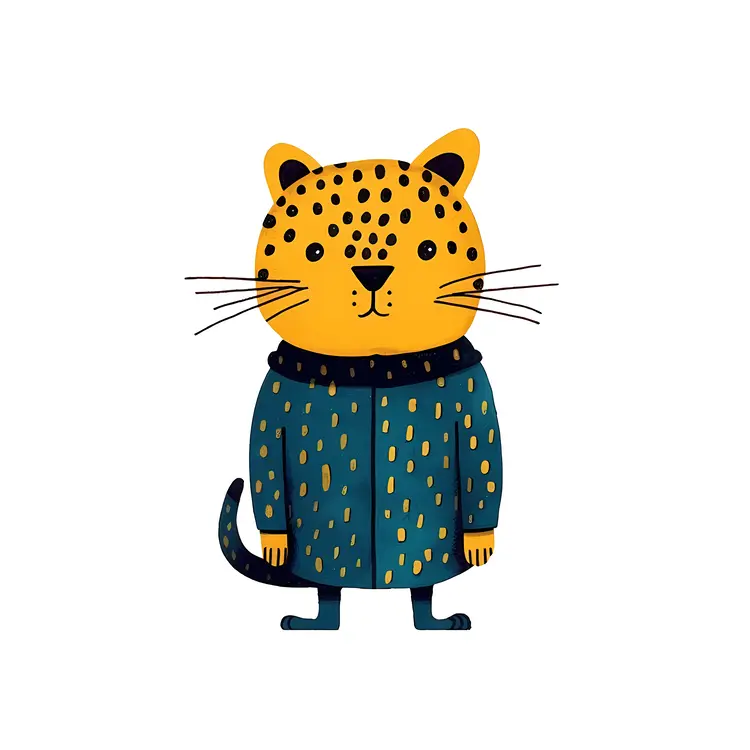 Leopard in Blue Coat Illustration