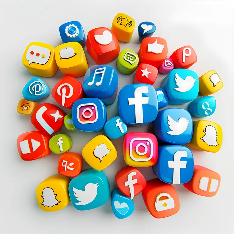 Colorful 3D Social Media Icons