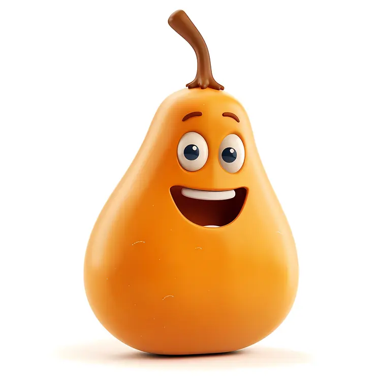 Smiling Orange Pear Cartoon Character