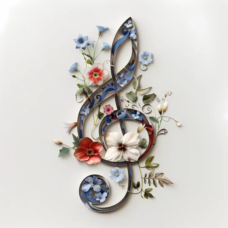 Floral Treble Clef with Flowers