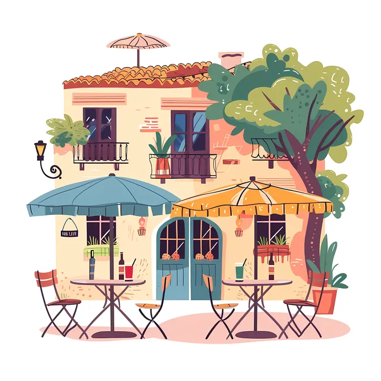 Small Cute Doodle House with Outdoor Cafe