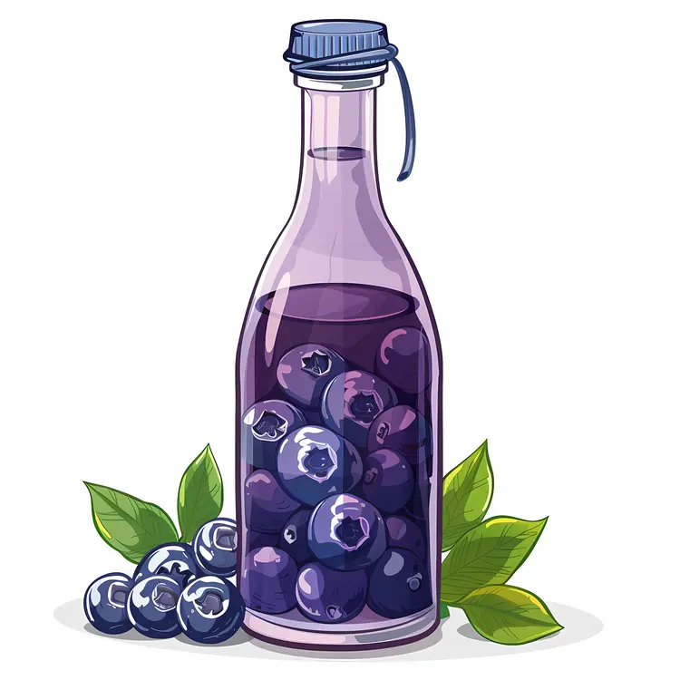 Illustration of Blueberry Juice in a Bottle