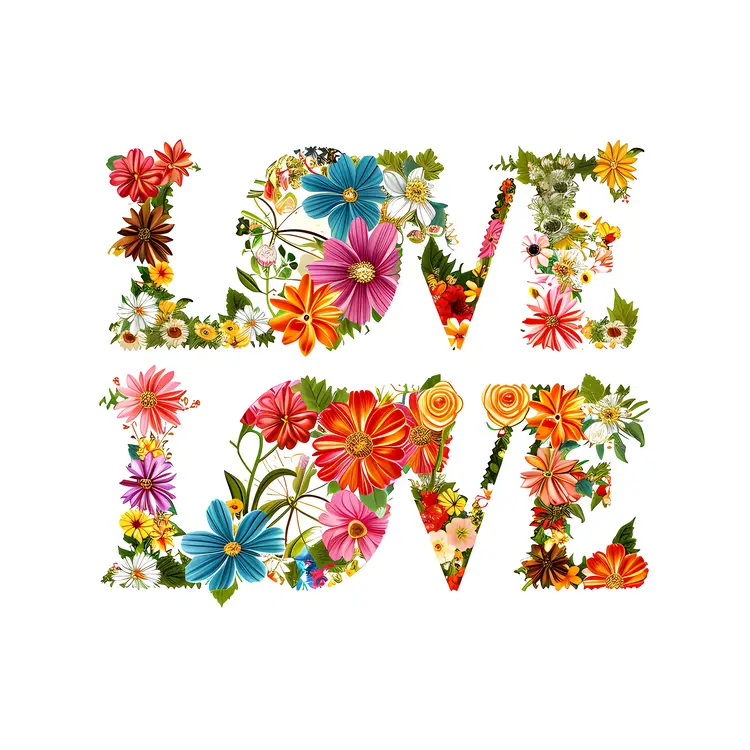 Floral LOVE Text Art