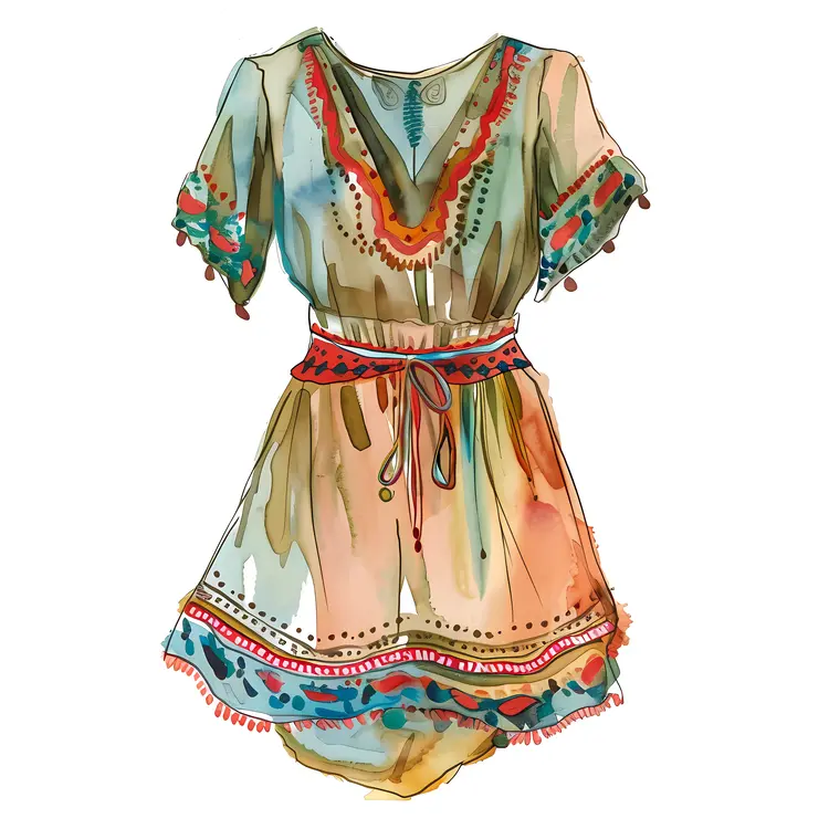 Watercolor Bohemian Dress