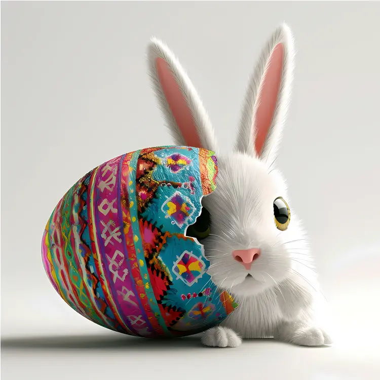 Bunny with Broken Easter Egg