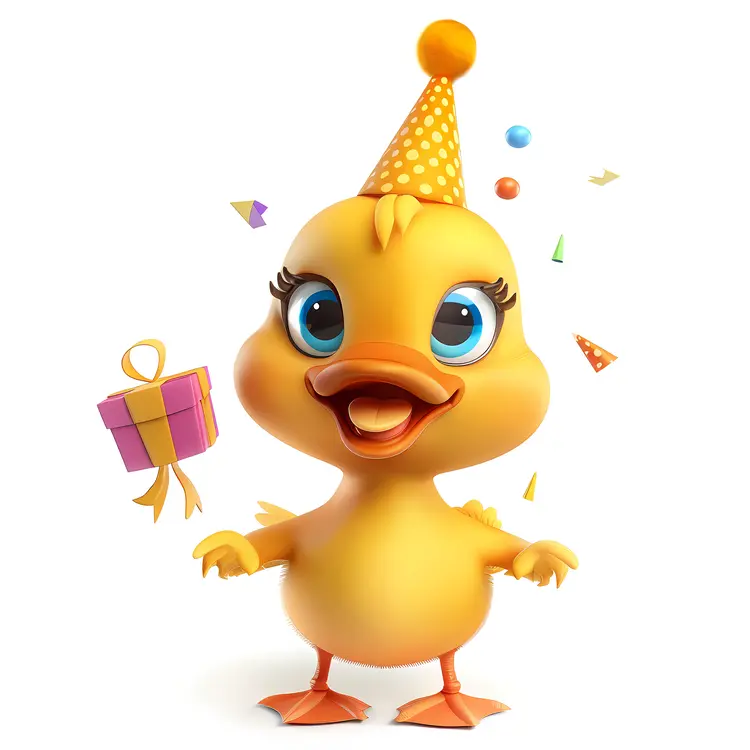 Cute Duck with Birthday Gift