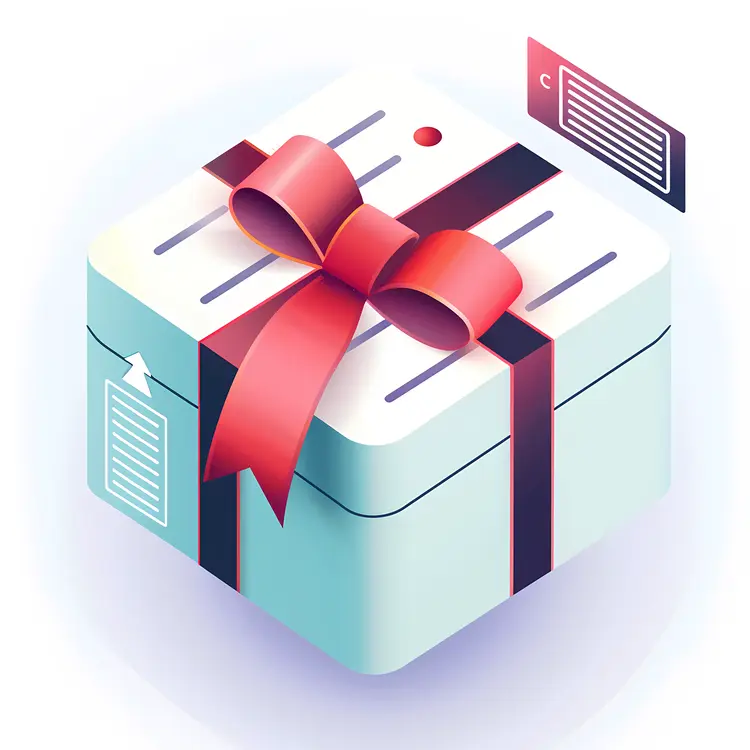 Modern Gift Box with Red Ribbon