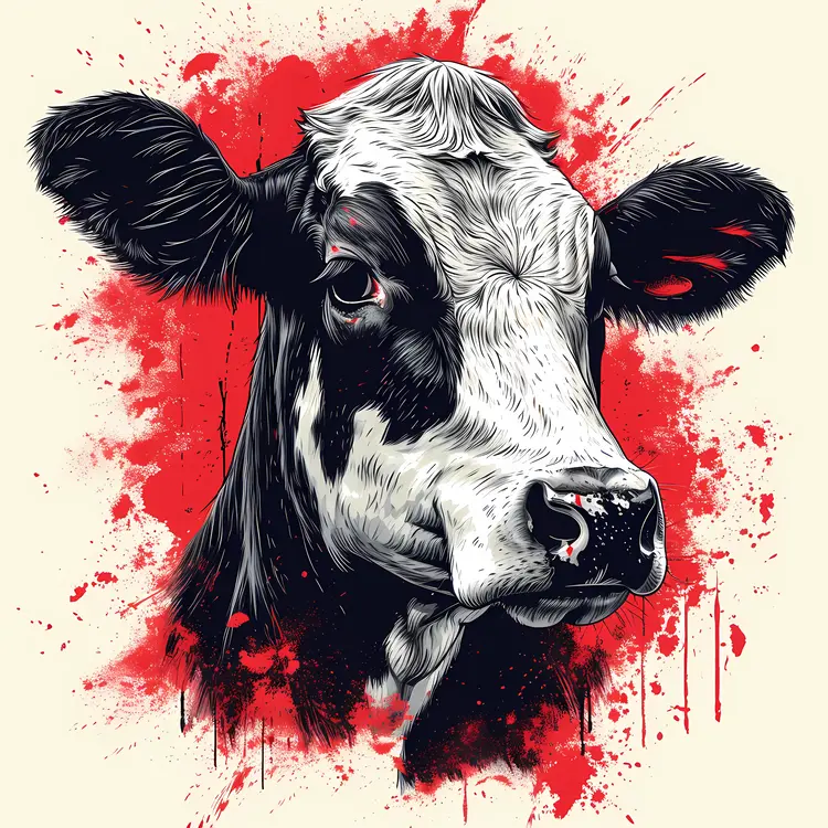 Black and White Cow Head
