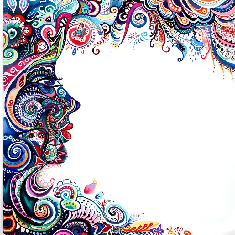 Colorful Abstract Face with Patterns