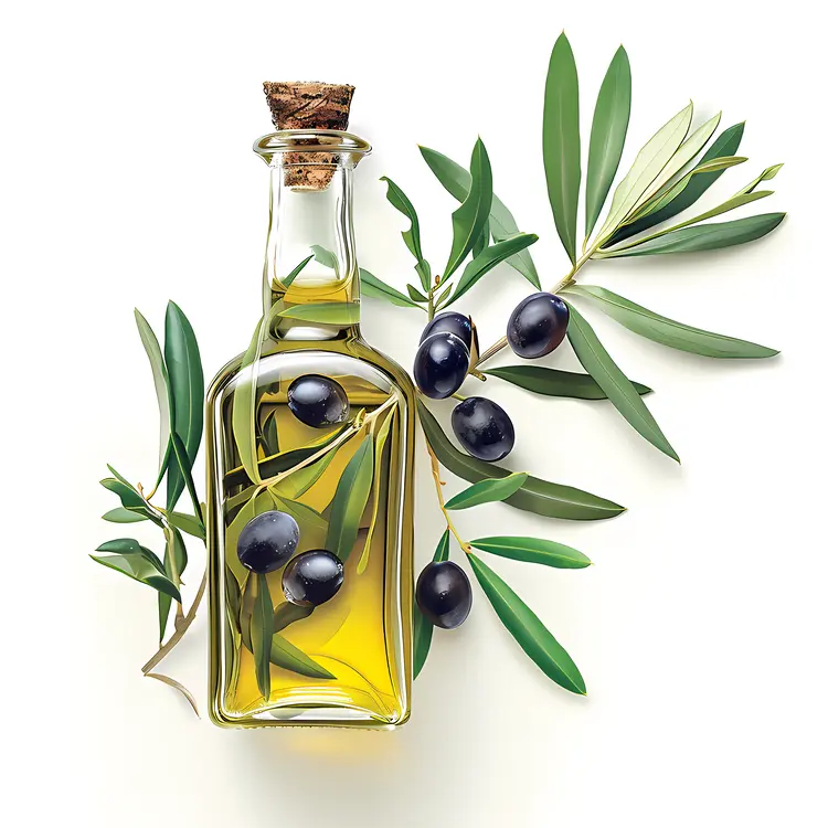 Olive Oil Bottle with Olives