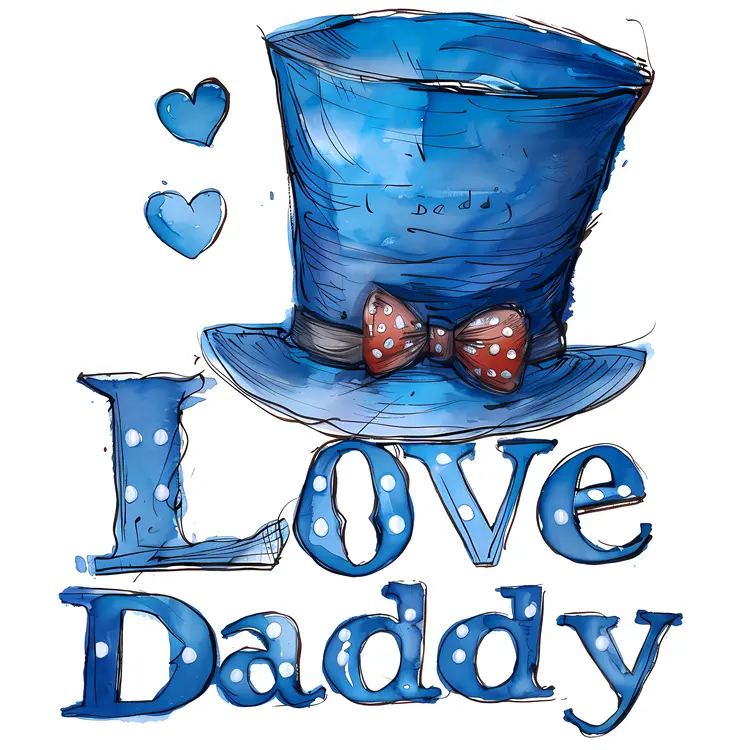 Love Daddy Blue Hat Illustration