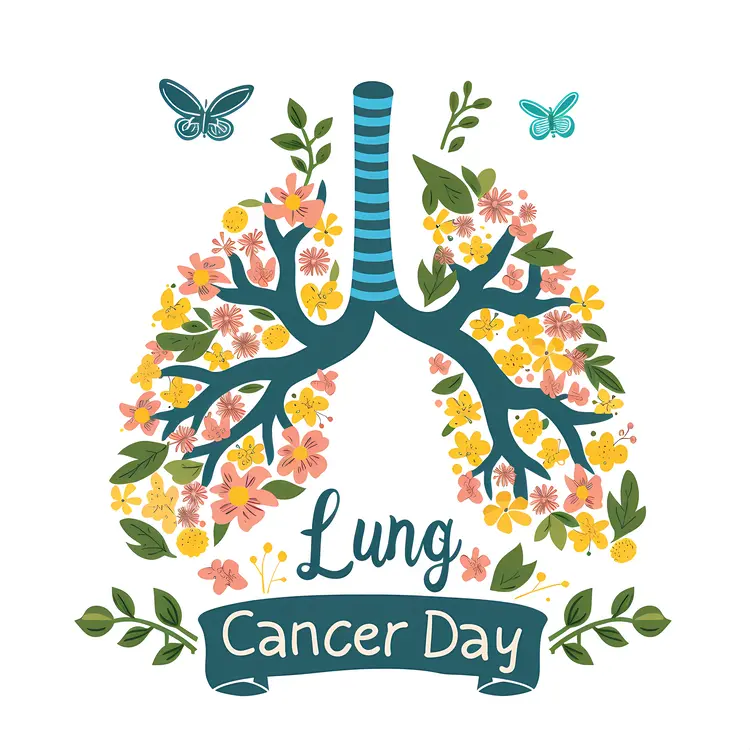 Lung Cancer Day with Floral Lungs
