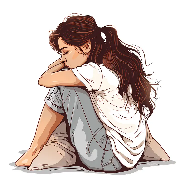 Sad Woman Sitting Alone